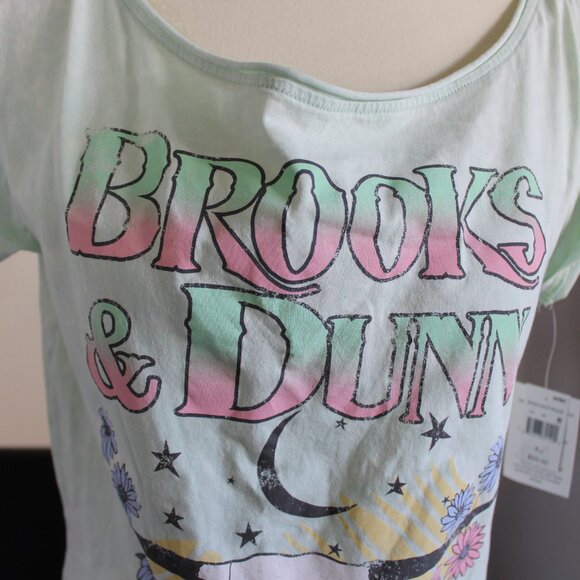 Brooks & Dunn Juniors XS Crop Top Shirt - Mint Green - Country Band Music - NWT - Picture 3 of 7